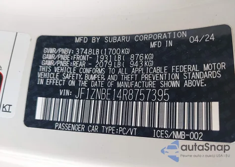 2024 Toyota Gr86 Premium from USA, damaged, VIN JF1ZNBE14R8757395